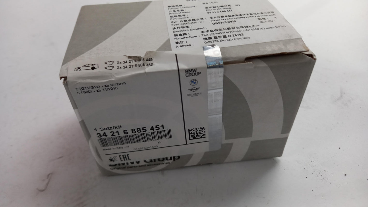 Original BMW G30 G31 G32 G11 G12 X3 X4 X5 X6 Z4 Bremsbeläge hinten 34216885451