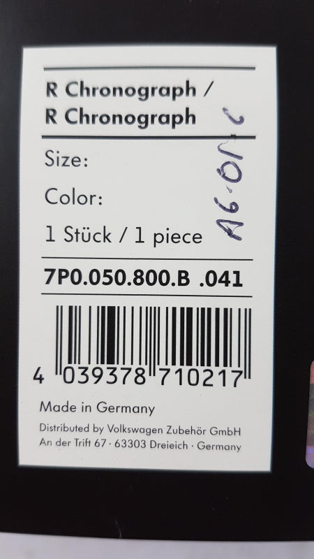 Original VOLKSWAGEN "R" Chronograph Armbanduhr Schwarz 7P0050800B041