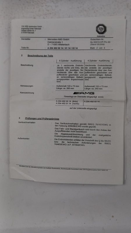 Original MERCEDES-BENZ W204 AMG Auspuffblende Edelstahl chrom links B66030826