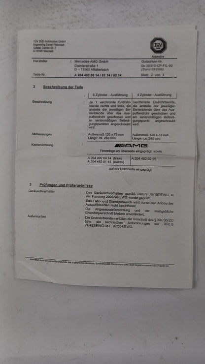 Original MERCEDES-BENZ W204 AMG Auspuffblende Edelstahl chrom links B66030826