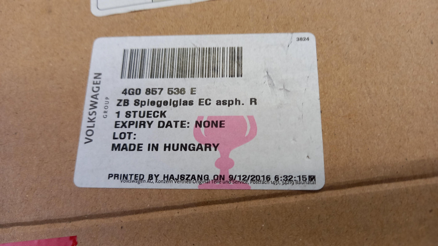 Original AUDI A6 2011-2018 Außenspiegelglas Rechts 4G0857536E