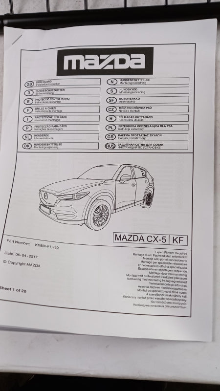 Original MAZDA CX-5 (KF) Hundeschutzgitter Kofferraumgitter KB8MV1280