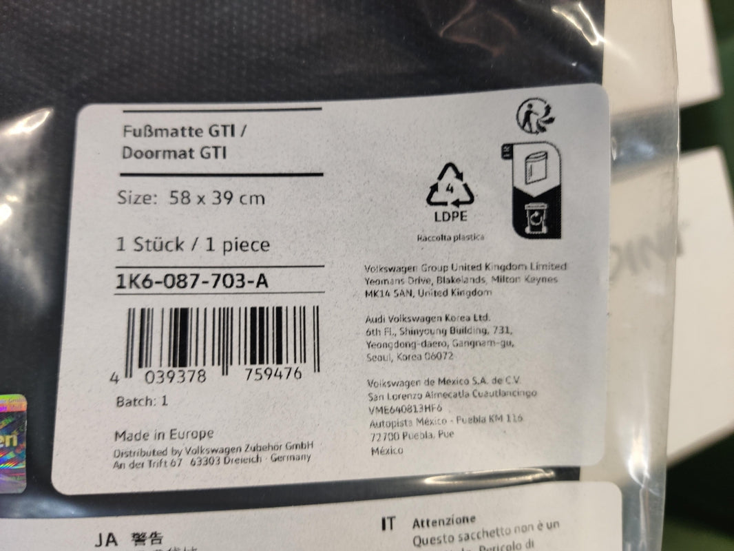 Original OE Volkswagen Fußmatte 1K6087703A