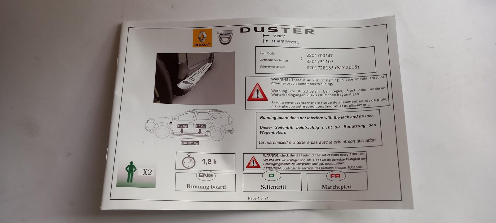 Original OE RENAULT Montagesatz 8201731107