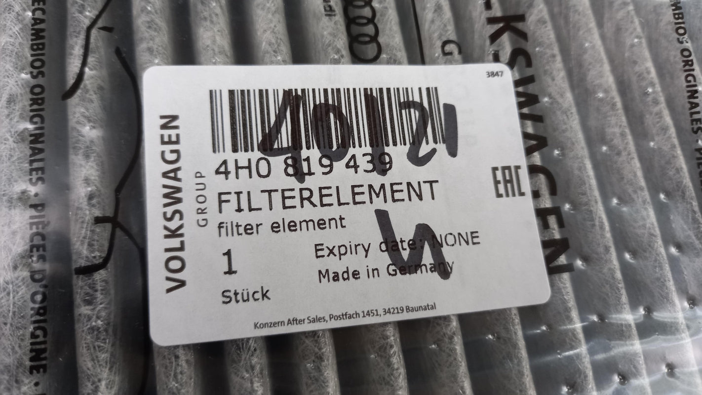 Original AUDI A6 A7 Sportback A8 RS6 RS7 Innenraumfilter 4H0819439