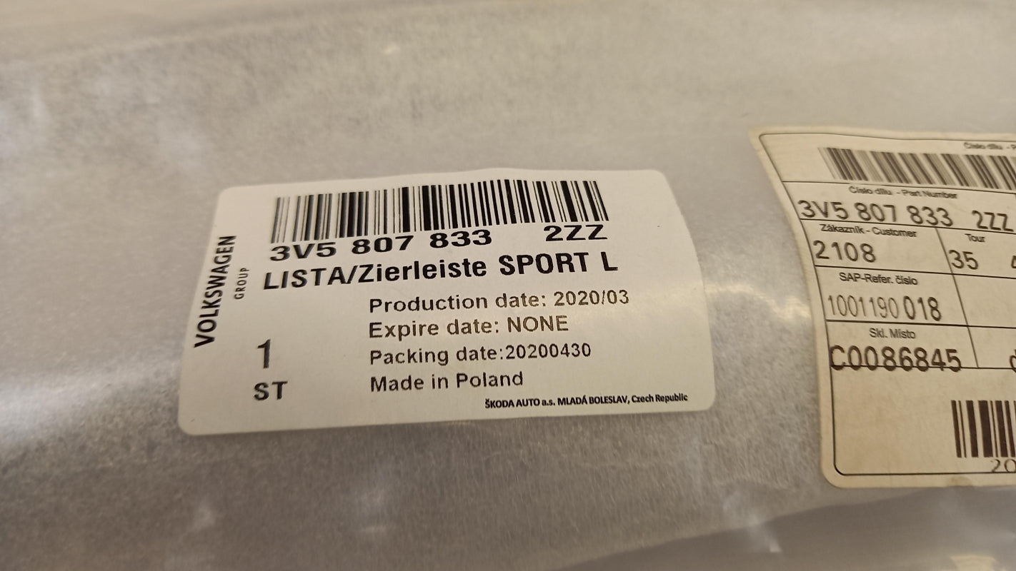 Original OE Volkswagen Stoßstangen Zierleiste 3V58078332ZZ