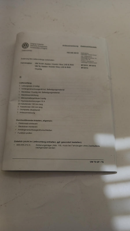 Original OE Volkswagen Anhängerkupplung Elektrosatz 7E5055202A
