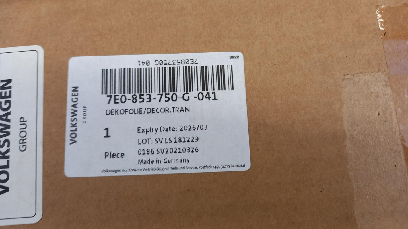 Original OE Volkswagen Schutzfolie 7E0853750G041