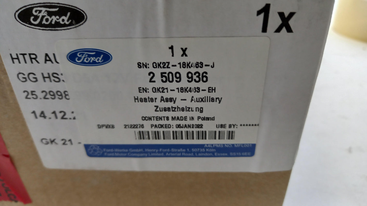 Original FORD Transit Custom MK8 Motorvorwärmung Heizelement 2509936