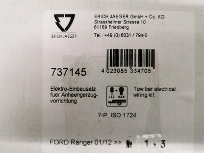 ERICH JAEGER Anhängerkupplung Elektrosatz 7-pol für FORD Ranger TKE 2011> 737145