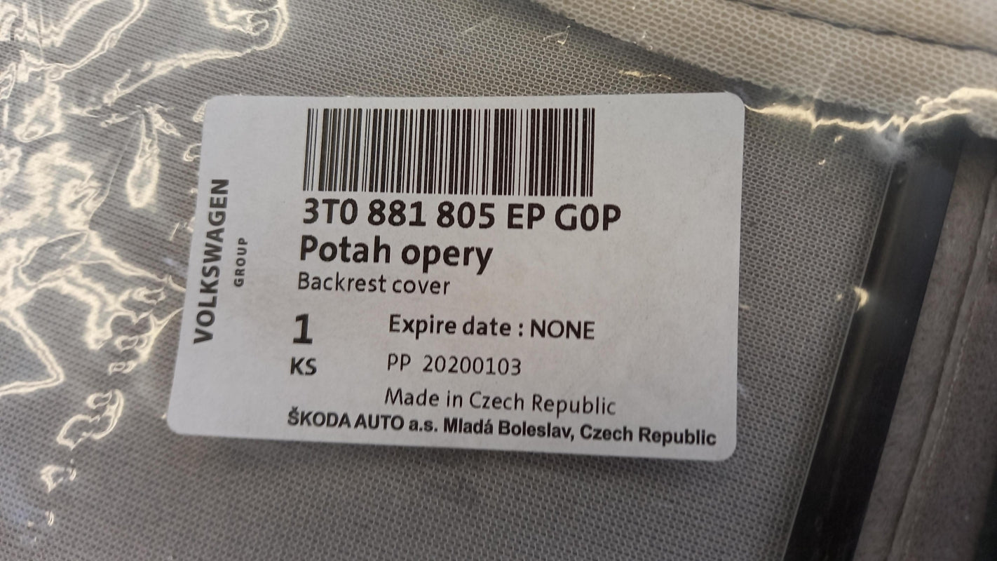 Original SKODA Superb Sitzbezug schwarz links 3T0881805EPG0P