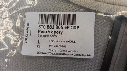 Original SKODA Superb Sitzbezug schwarz links 3T0881805EPG0P