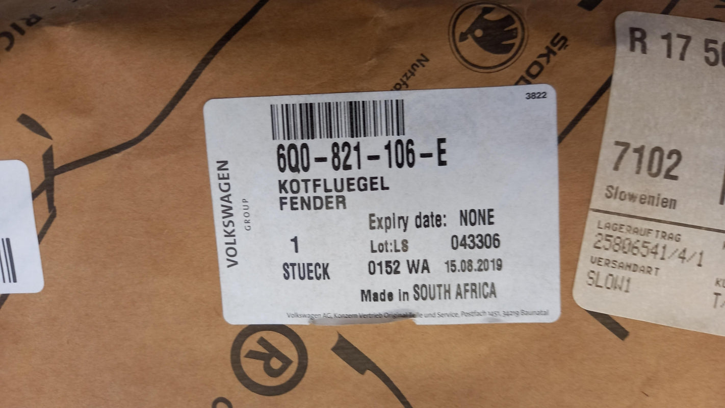 Original OE Volkswagen Kotflügel 6Q0821106E