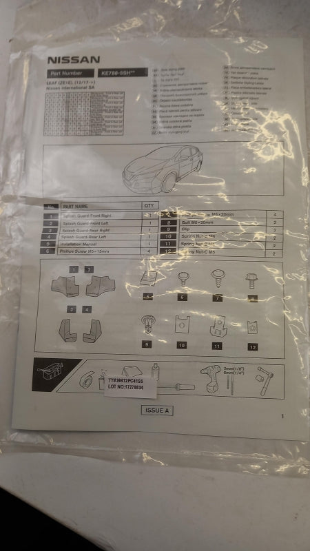 Original NISSAN Leaf II 2017> Schmutzfänger Vorne und Hinten KE7885SH1D