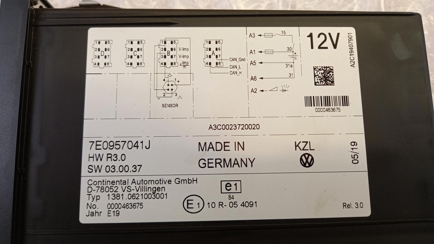 Original VW Transporter SF SG Camper SG T6 Tachograph 7E0957041J