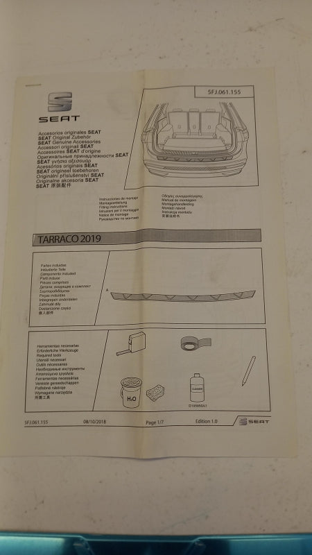 Original SEAT Tarraco Ladekantenschutz Edelstahl metallic-silber 5FJ061155
