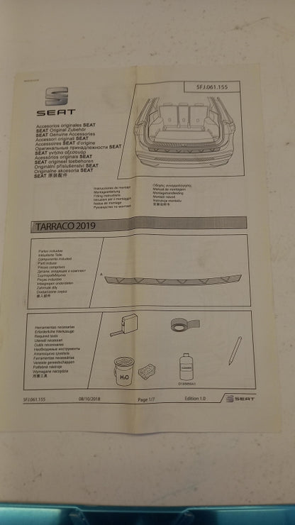 Original SEAT Tarraco Ladekantenschutz Edelstahl metallic-silber 5FJ061155