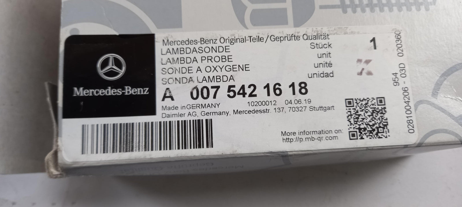 Original MERCEDES-BENZ W246 W222 W221 W212 W204 W156 Lambdasonde A0075421618