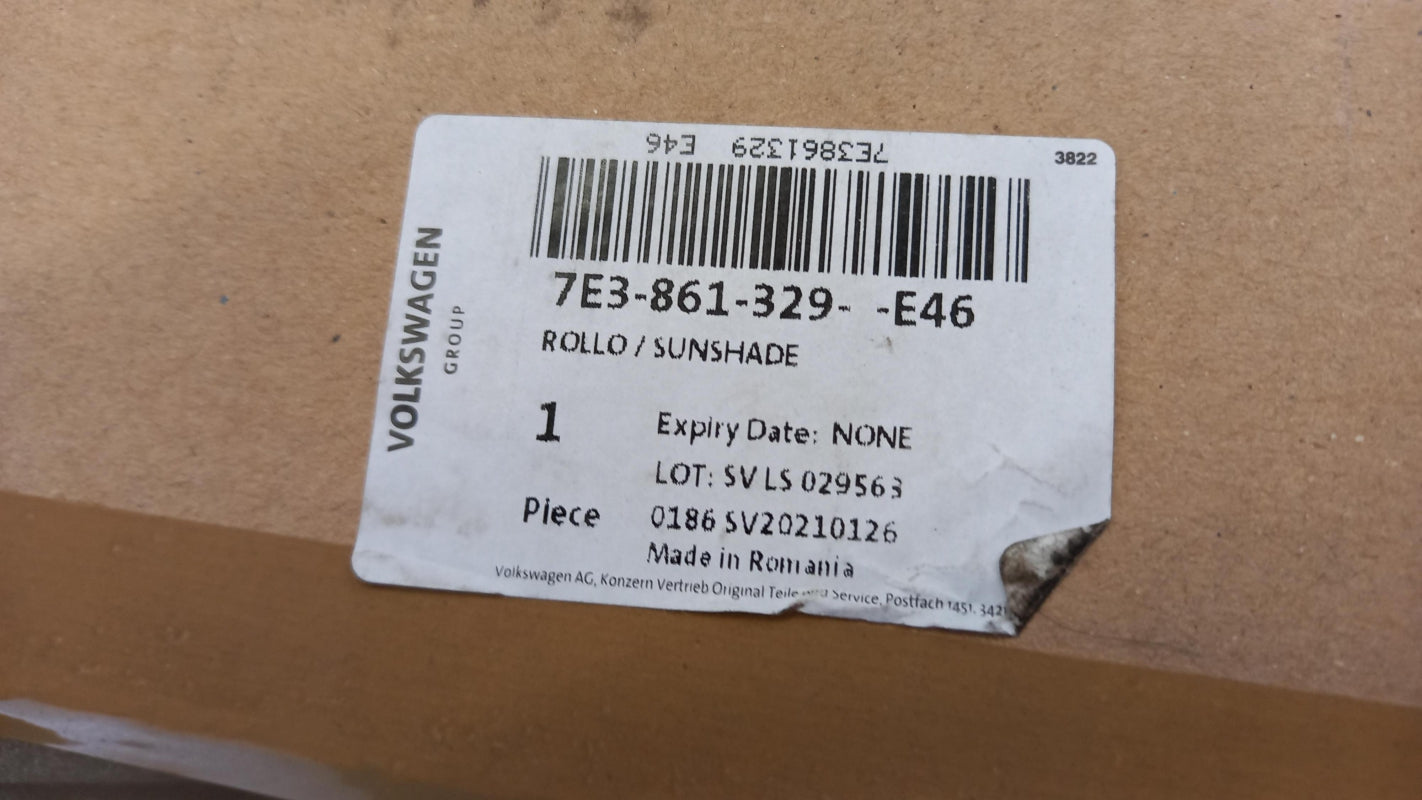 Original VW Transporter T5 Sonnenschutzrollo hinten links grau 7E3861329E46