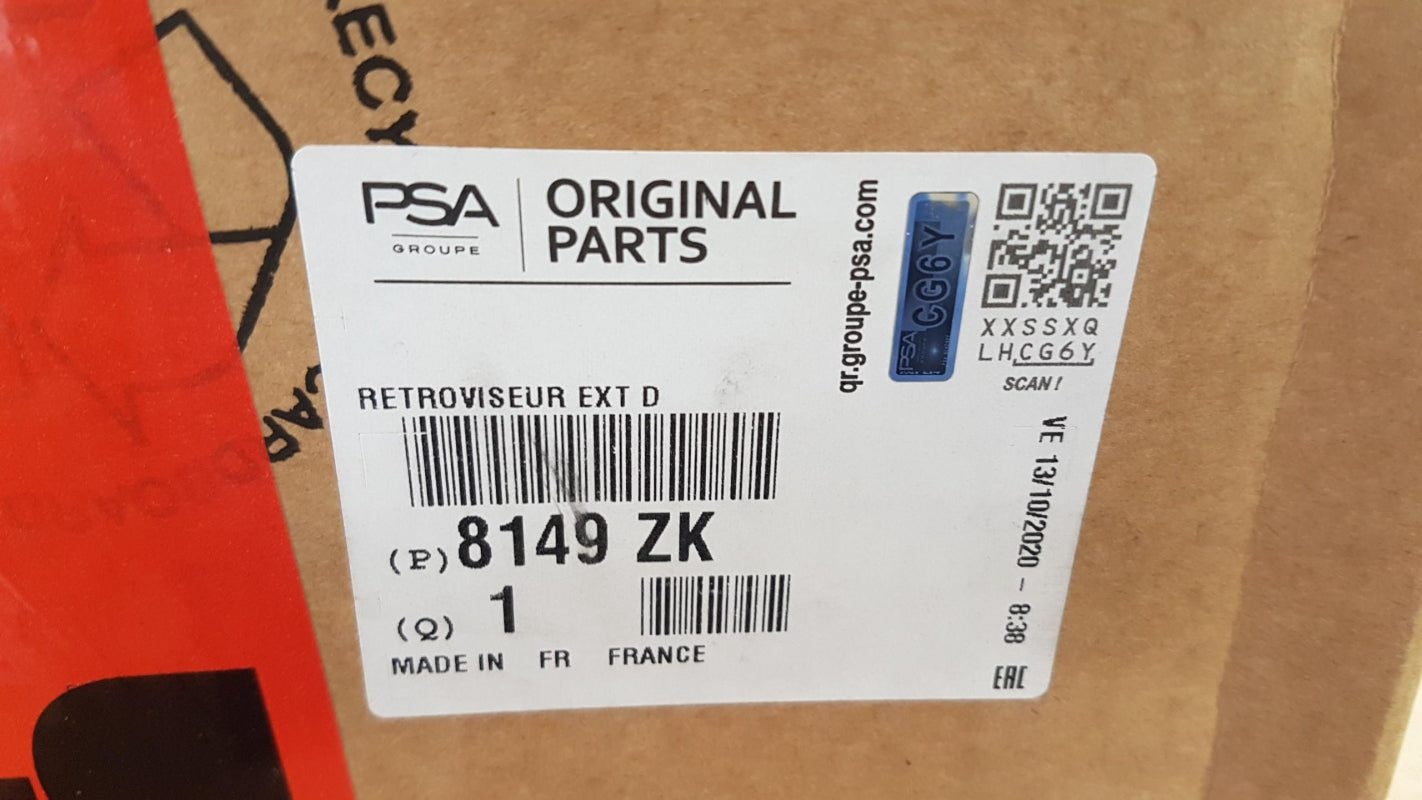 Original PEUGEOT 207 Außenspiegel Rückspiegel Seitenspiegel Rechts 8149ZK