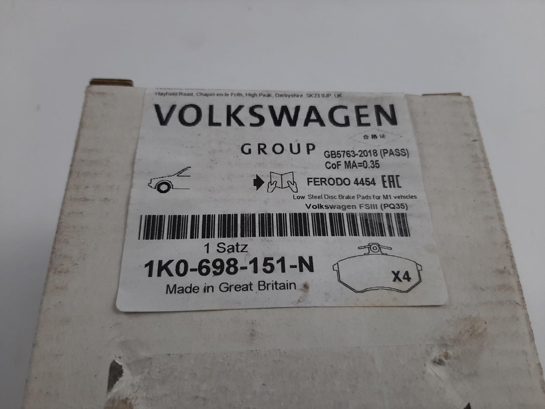 Original AUDI A3 VW Golf SEAT Altea SKODA Octavia Bremsbeläge vorne 1K0698151N