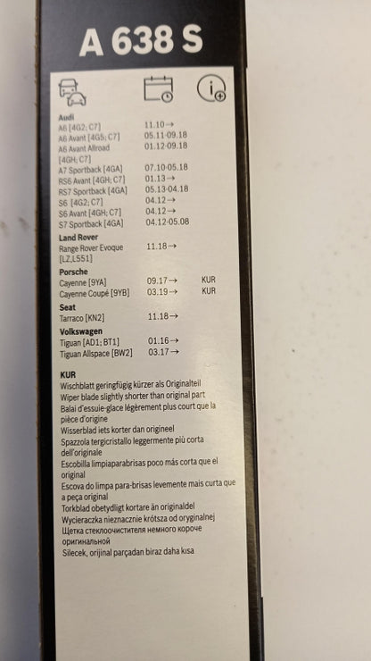 BOSCH Wischerblättersatz (2st) für AUDI LAND ROVER PORSCHE VOLKSWAGEN 3397007638