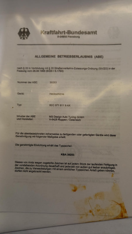 Original AUDI A4 (B7) Stoßstange Blende grundiert hinten 8EC0716119AX