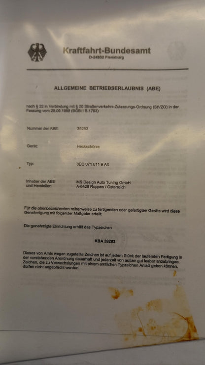 Original AUDI A4 (B7) Stoßstange Blende grundiert hinten 8EC0716119AX