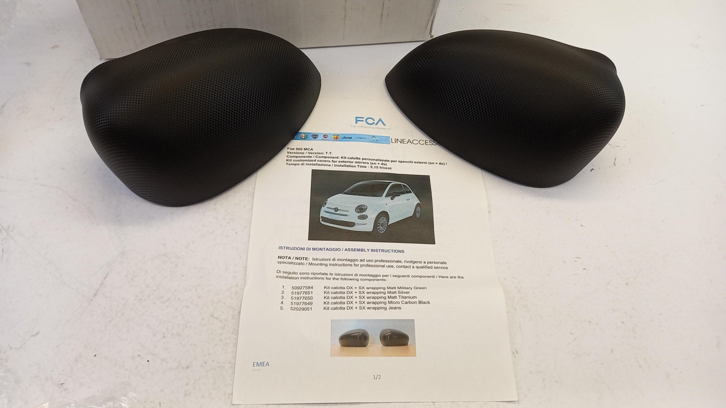 Original FIAT 500 ABARTH 500 595 Spiegelabdeckungen carbon 51977649
