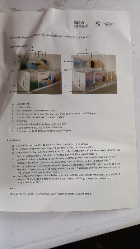 Original BMW MINI Natural Air POS-Display 83125A87732