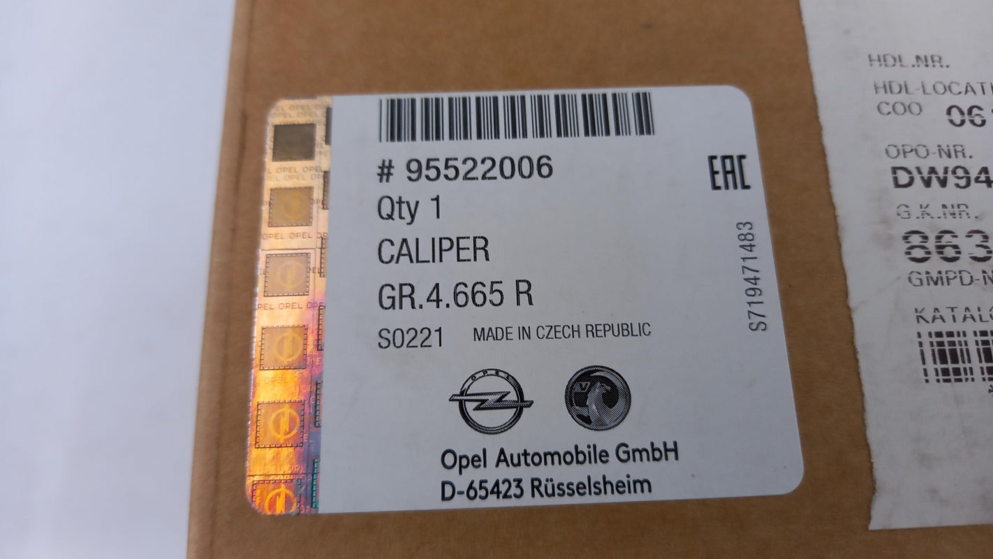 Original OPEL Movano-B Bremssattel hinten 95522006