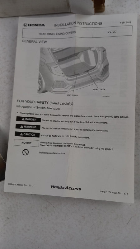 Original HONDA Civic Type-R FK8 Ladekantenschutz 08F07TGL600