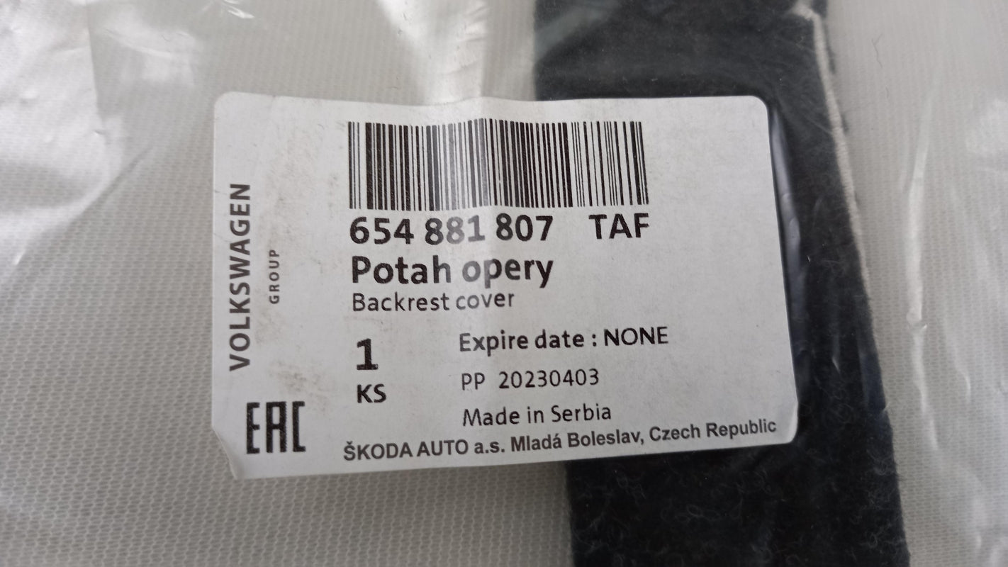 Original OE Volkswagen Sitzbezug 654881807TAF