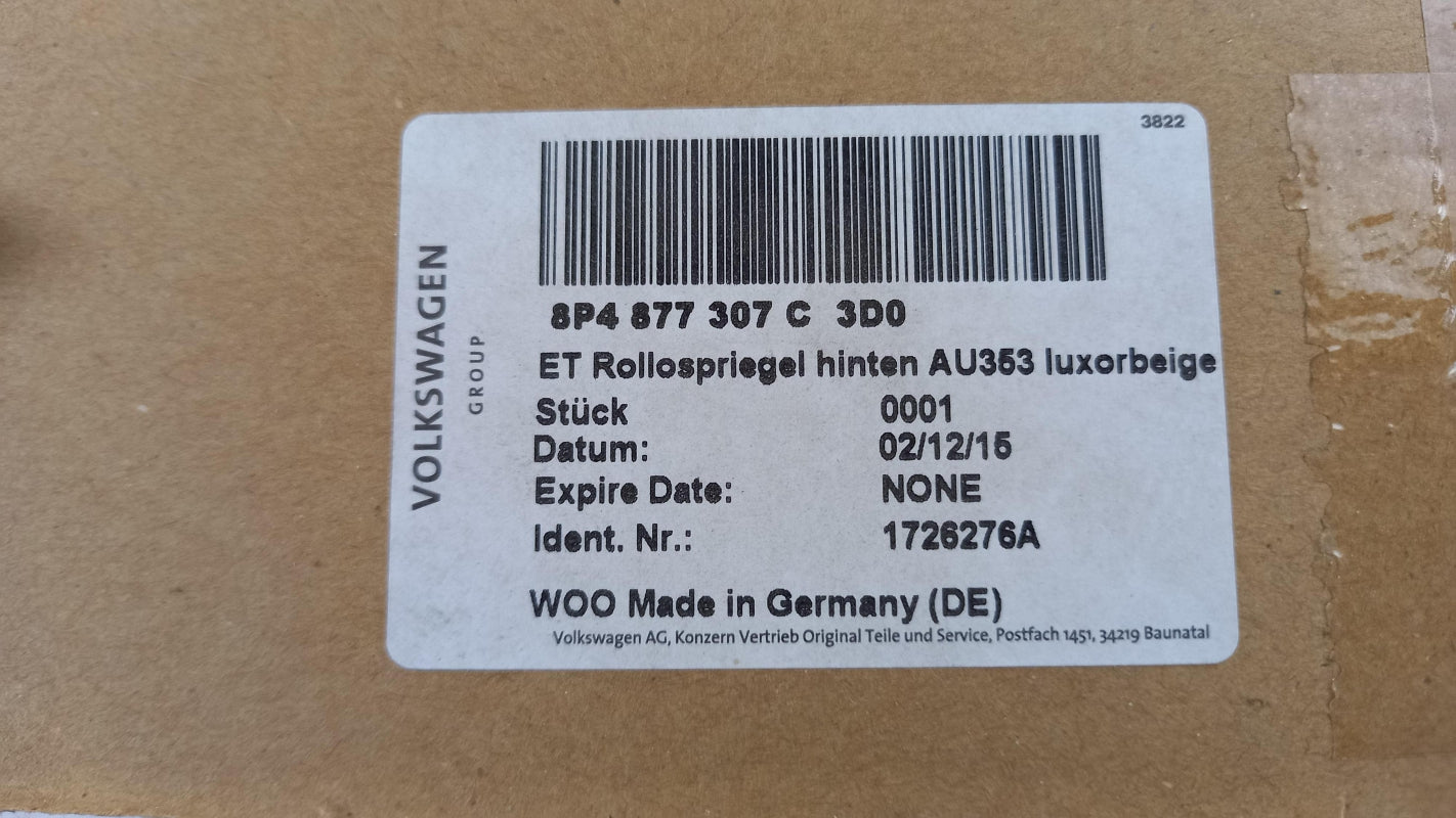 Original AUDI A3 8P Sonnenschutzrollo Spriegel luxor-beige hinten 8P4877307C3D0