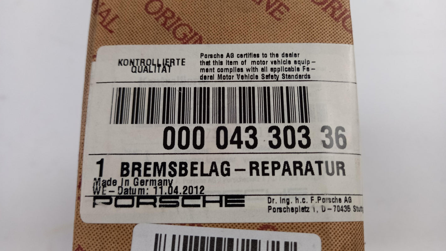 Original PORSCHE Bremsbeläge Bremsklötze vorne 00004330336