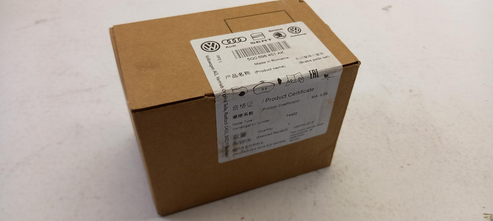 Original VW Jetta Golf 2013-2017 AUDI A3 Bremsbeläge Hinten 5Q0698451AK