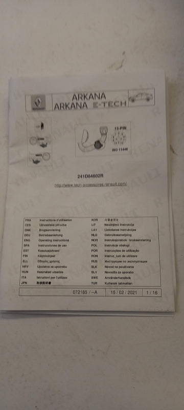 Original RENAULT Arkana 2021> Anhängerkupplung Elektrosatz 241D84602R