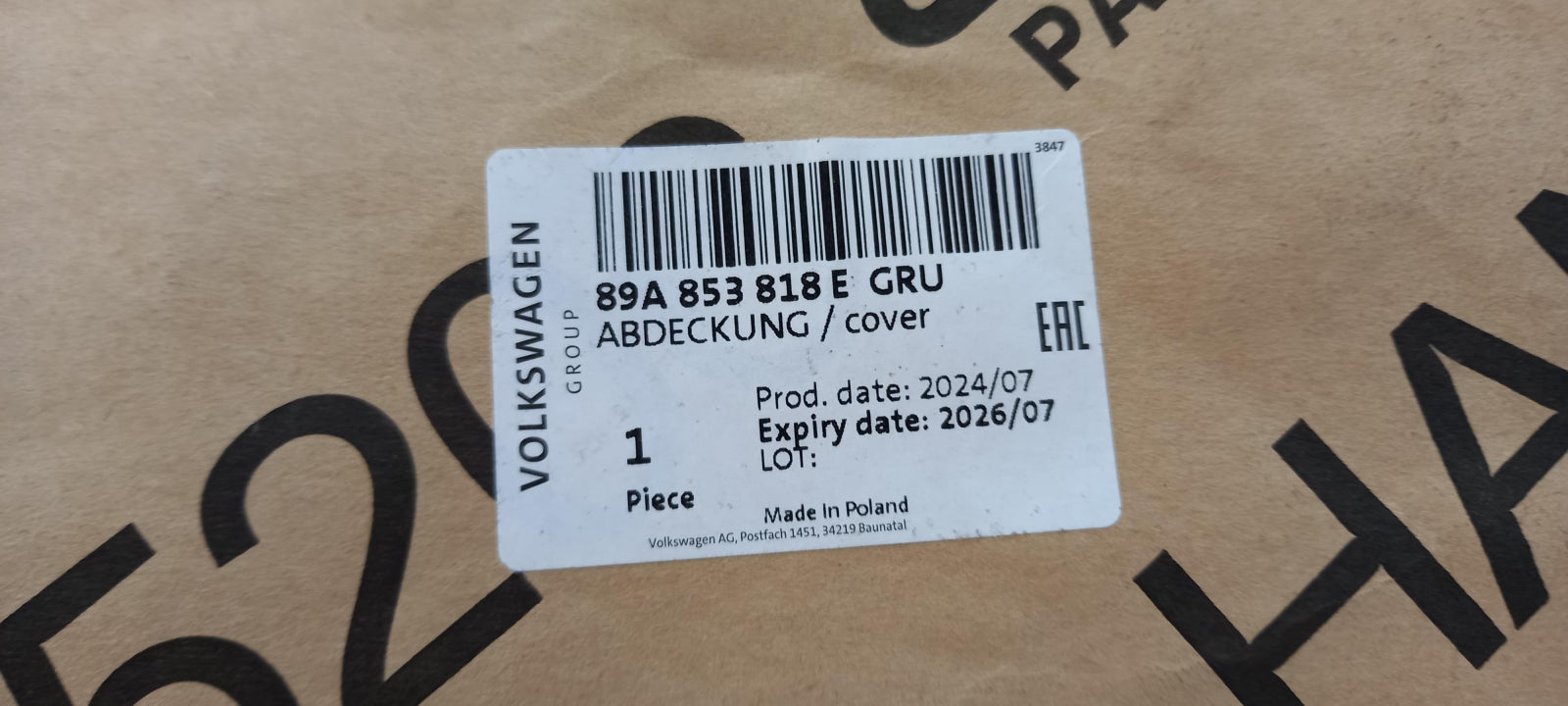 Original AUDI Q4 e-tron Radabdeckung grundiert hinten rechts 89A853818EGRU