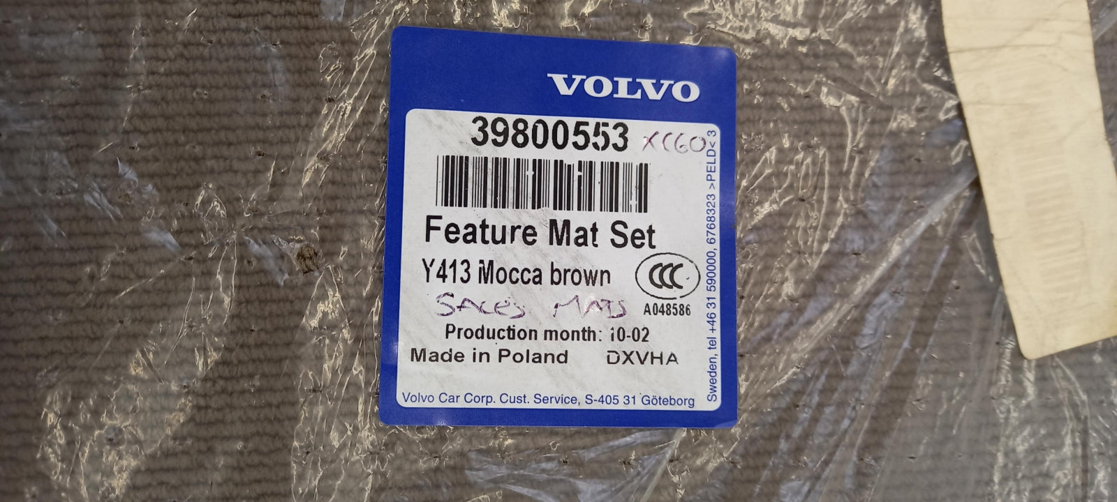 Original VOLVO XC60 I Fußmattensatz 4-teilig Textil Mocca braun 39800553