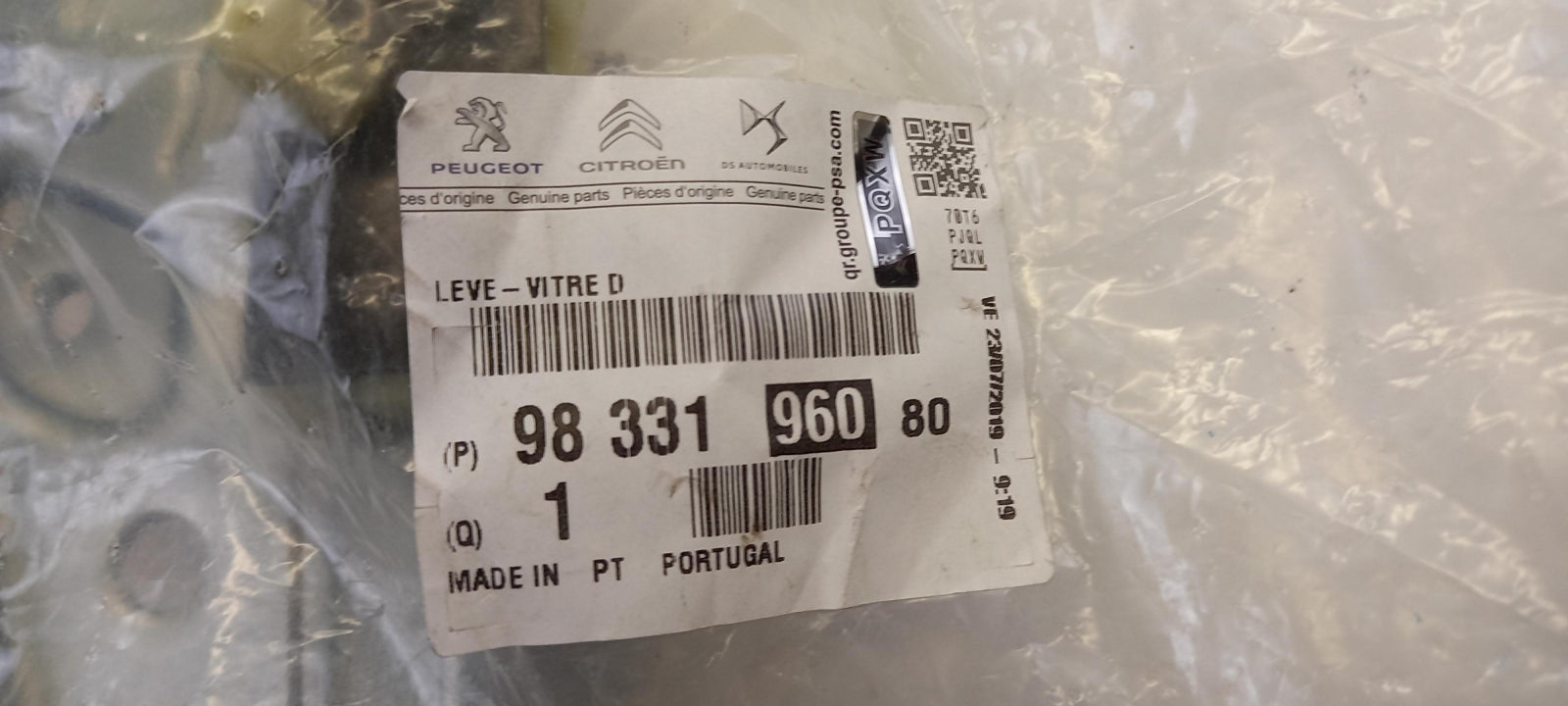 Original CITROEN C4 Cactus Fensterheber vorne rechts 9833196080