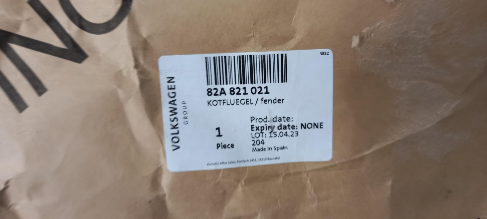 Original AUDI A1 GB 2019- Kotflügel vorne links 82A821021
