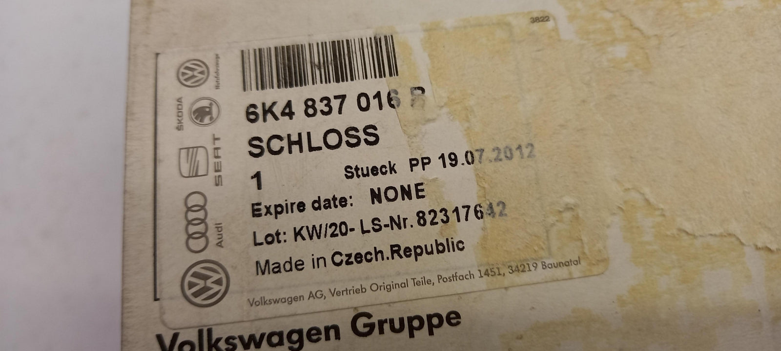 Original VW Caddy Polo SEAT Ibiza Cordoba Türschloss vorne rechts 6K4837016B