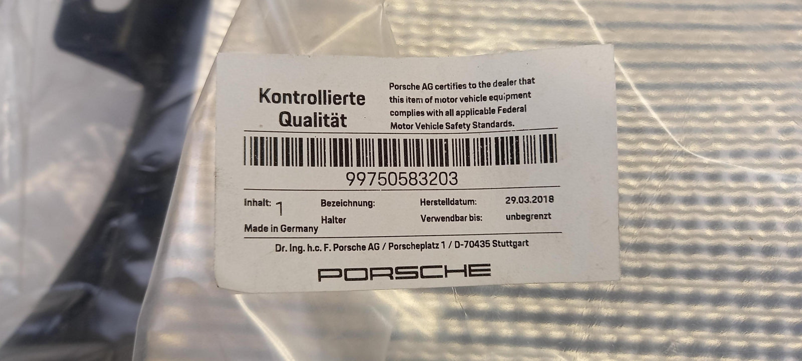Original PORSCHE 911 997.2 Stoßfänger Halter hinten rechts 99750583203
