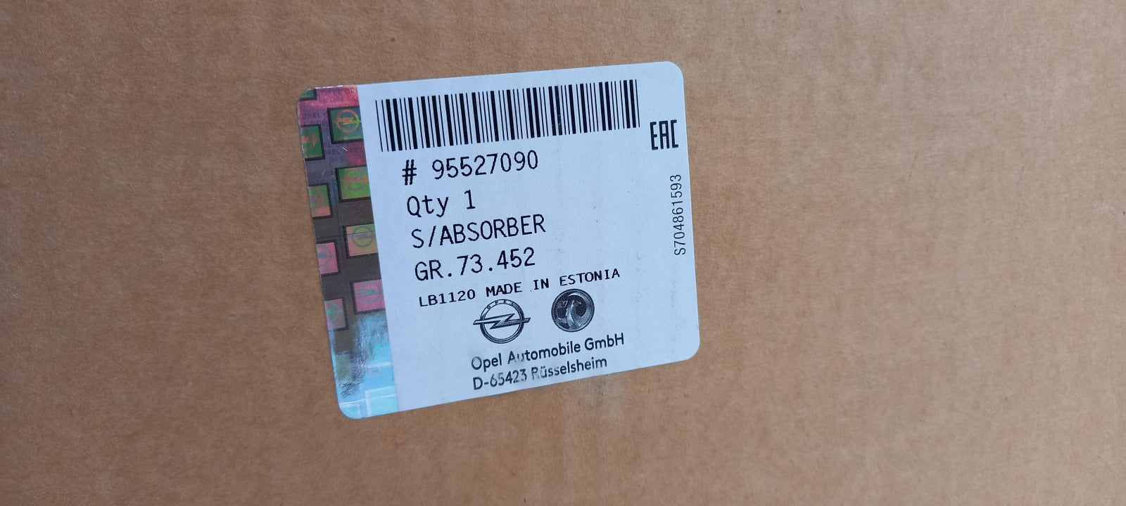 Original OPEL Combo-D 1.3 16V Stoßdämpfer Links Vorne 95527090