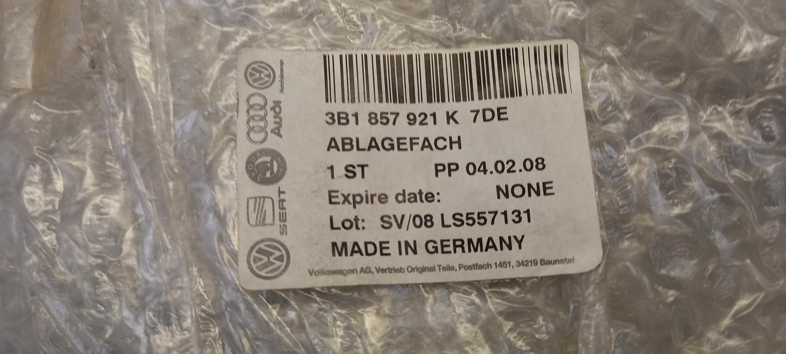 Original VW Passat B5 Armaturenbrett Ablagefach flanellgrau links 3B1857921K7DE