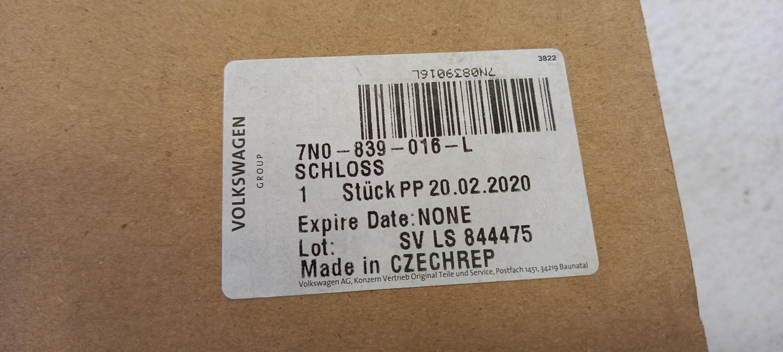 Original OE Volkswagen Türschloss 7N0839016L