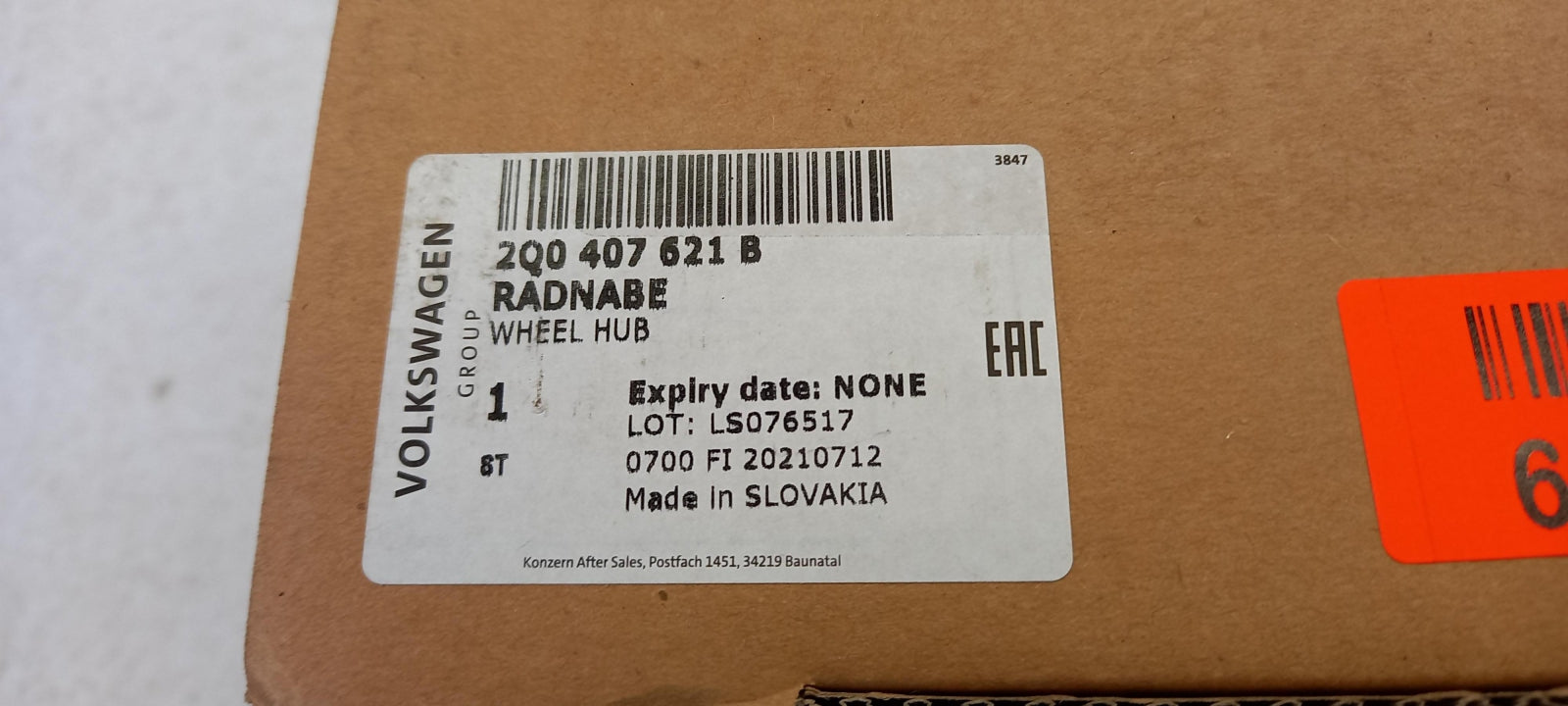 Original OE Volkswagen Radnabe 2Q0407621B