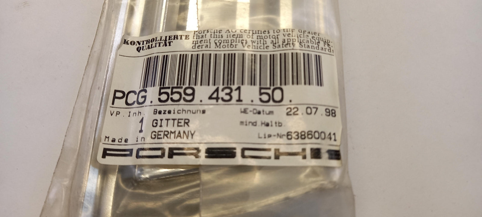 Original PORSCHE 911 912 66-68 Lüftungsgitter Horngitter links PCG55943150