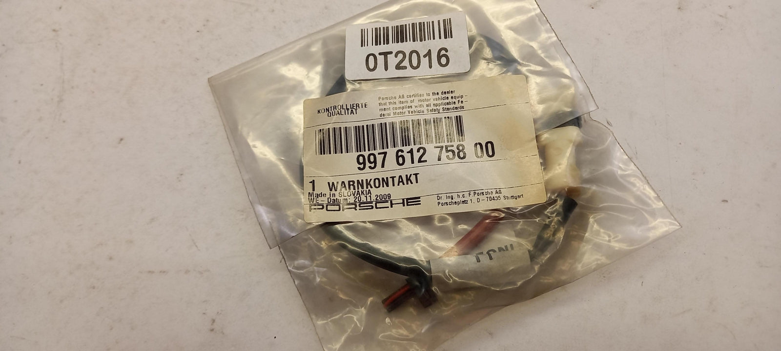 Original PORSCHE 987 Bremsbelagverschleiß Warnkontakt Rechts Vorne 99761275800