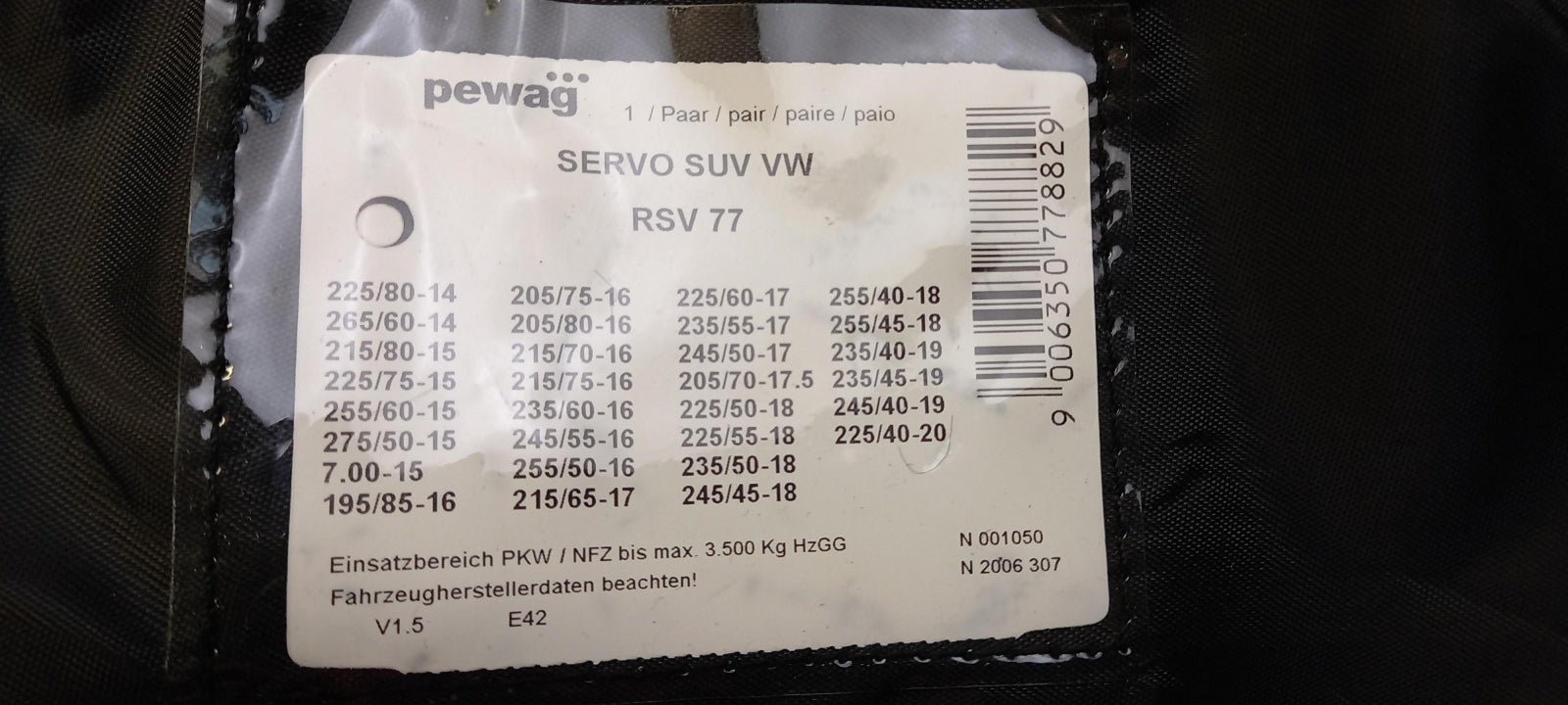 Original VW Tiguan Tiguan Allspace Tayron 215/65 R 17 Schneeketten 000091387AG